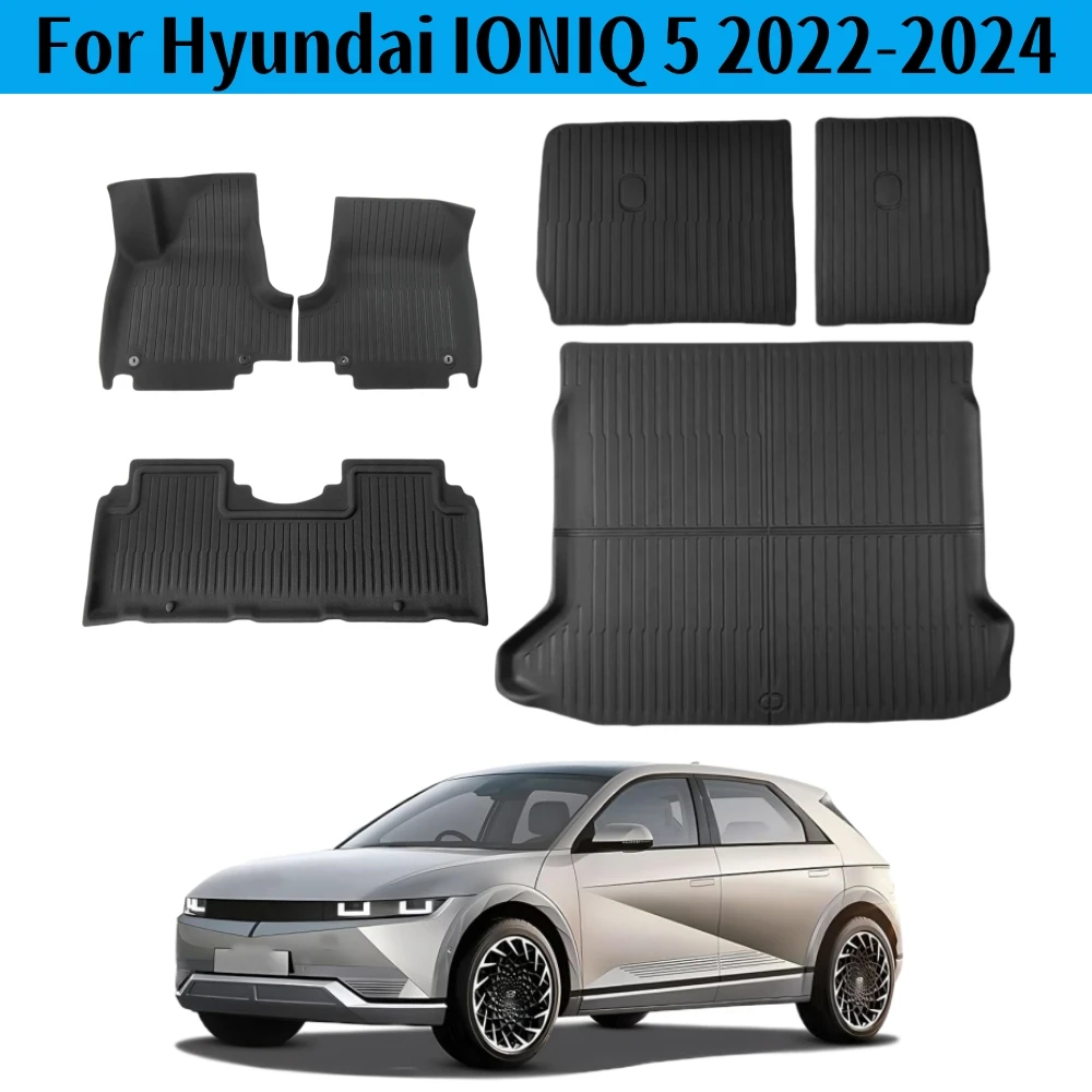 Nieuwe 3d Vloermat Voor Hyundai Ioniq 5 2022 2023 2024 Op Maat Gemaakte Vloervoering Kofferbak Mat Volledig Omgeven Voetzolen Waterdichte Antislip