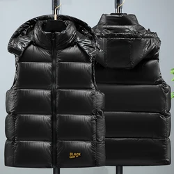 Black gold down cotton couple vest winter cotton vest trend hat detachable