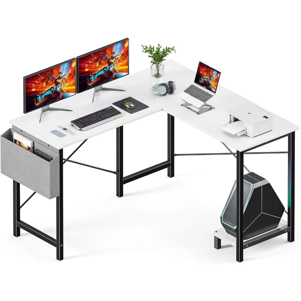 L-Shaped Gaming Desk with Storage, 50 Inch Corner Table for Home Office and Small Spaces