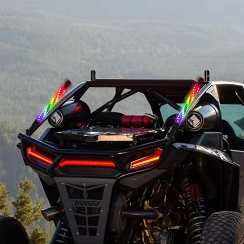 Fat Whips 2ft Marine Smart Smoked Black Spiral Thin 4wd LED RGB Lights Whip 4ft Chasing RGB Whip Lights with APP&Remote Control