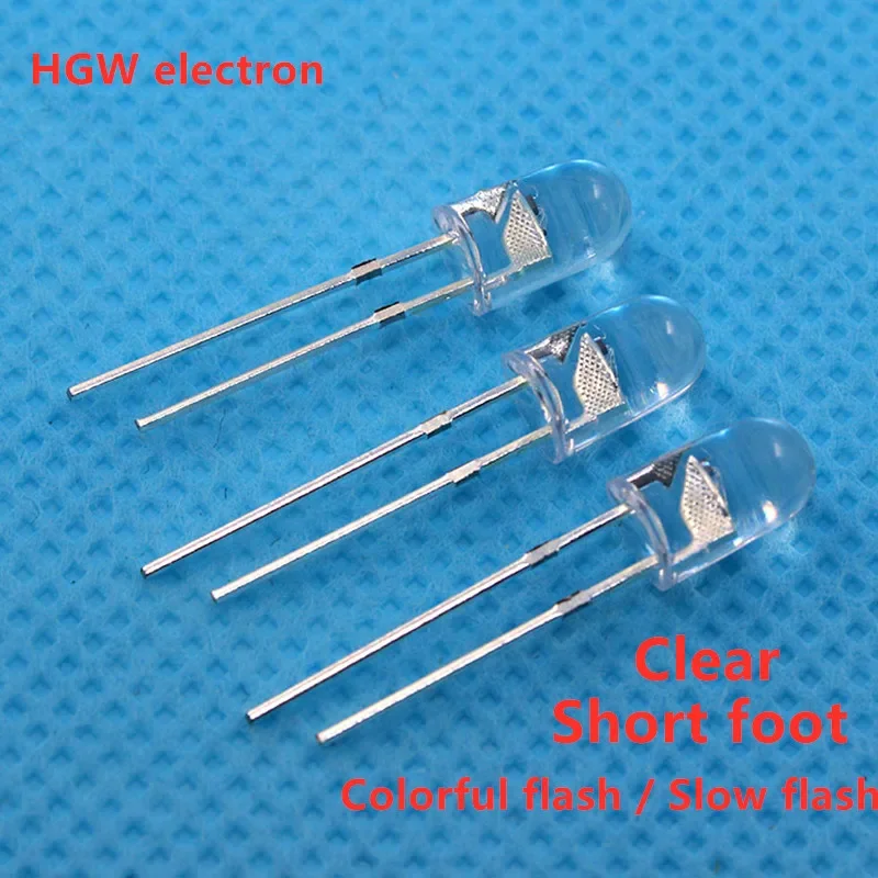 50pcs/lot F5 5mm Fast/Slow RGB Flash Red Green Blue Rainbow Multi Color Light Emitting Diode Round LED Full Color DIY Long legs