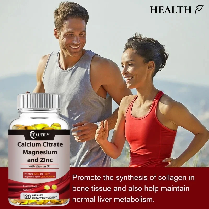 Calcium Magnesium Zinc Capsule Vitamin D3 for Strong Bones Teeth Heart Nerve Increase Immune System Function Supplement