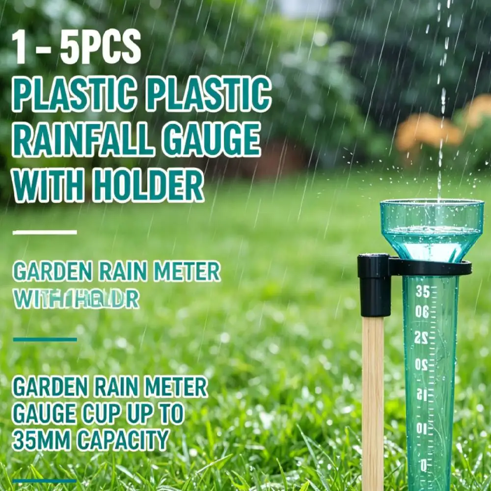 1-5PCS Plastic Rain Measuring Cup with 35mm Capacity Rain Gauge Measurement Cup for Lawn Farm Garden Settings Outdoor Use