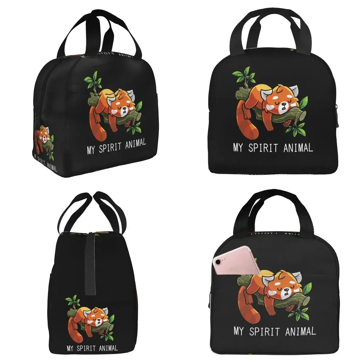 Red Panda Spirit Animal Insulated Lunch Bag for Women Office Cooler Thermal Food Box Tote Portable Lunch Boxes Container