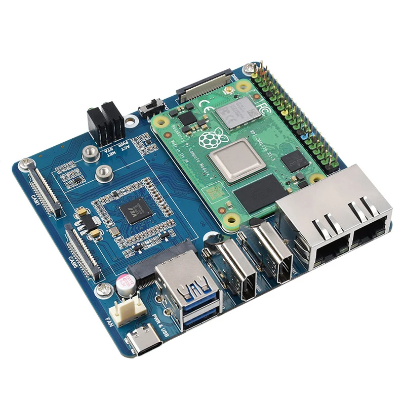 Raspberry Pi CM4 Compute Module Dual Gigabit Ethernet Port Expansion Board 5G/4G/Ethernet IoT Base Board