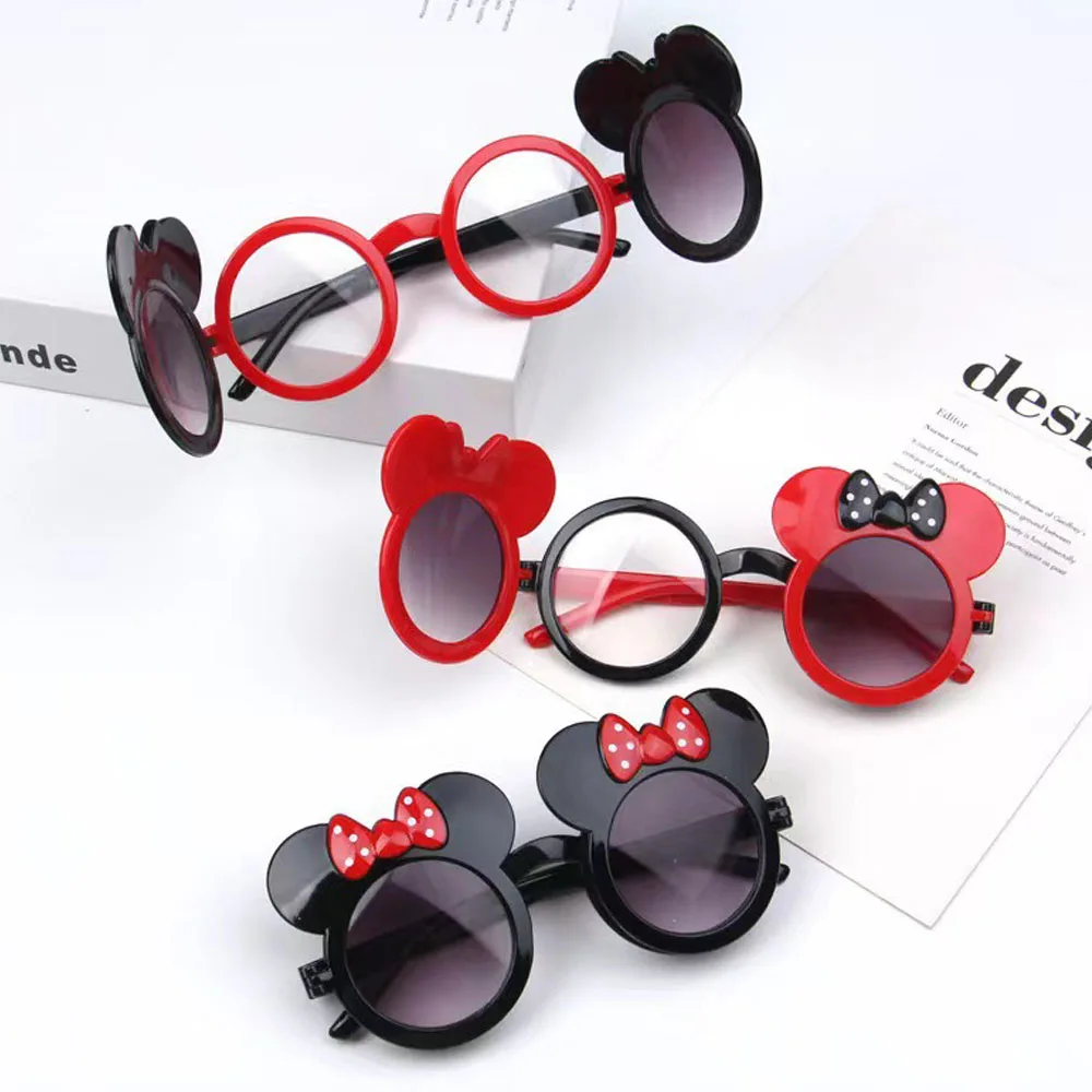 جديد ديزني أنيمي ميكي ماوس النظارات الشمسية Kawaii ميني النظارات الكرتون الأطفال الصيف الشمس فتاة صبي لعبة الهدايا #3