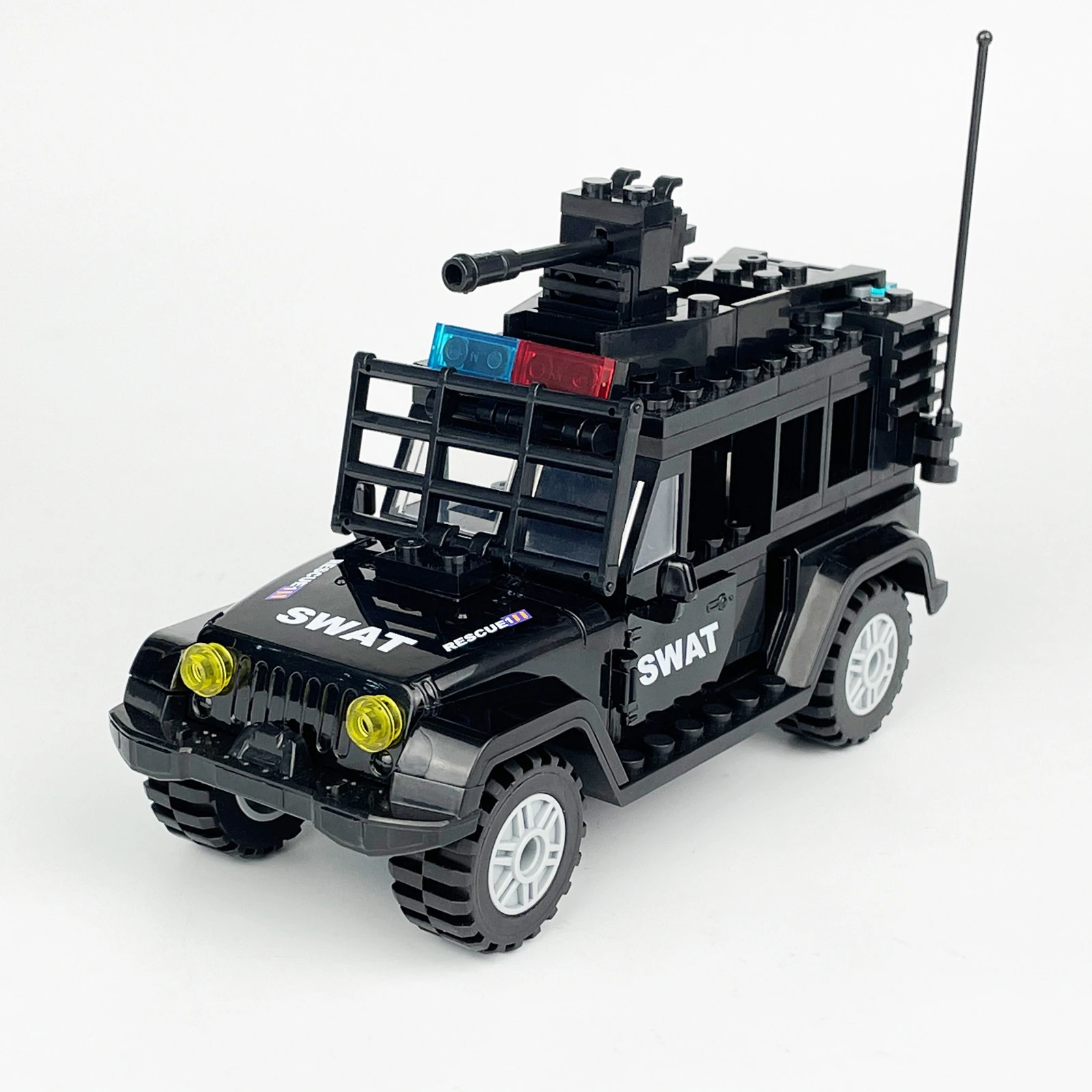 122pcs Explosion-proof Police Vehicle SWAT Military Black Car Model Building Blocks Figures Learning Toys for Boys Gift Set