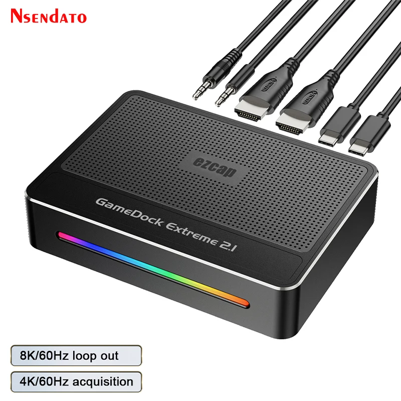 Ezcap364 GameDock Extreme 8K USB 3.2 Type C HDMI Video Audio Game Capture Card 4K 60hz For PS5 Camera  Live Streaming Recorder