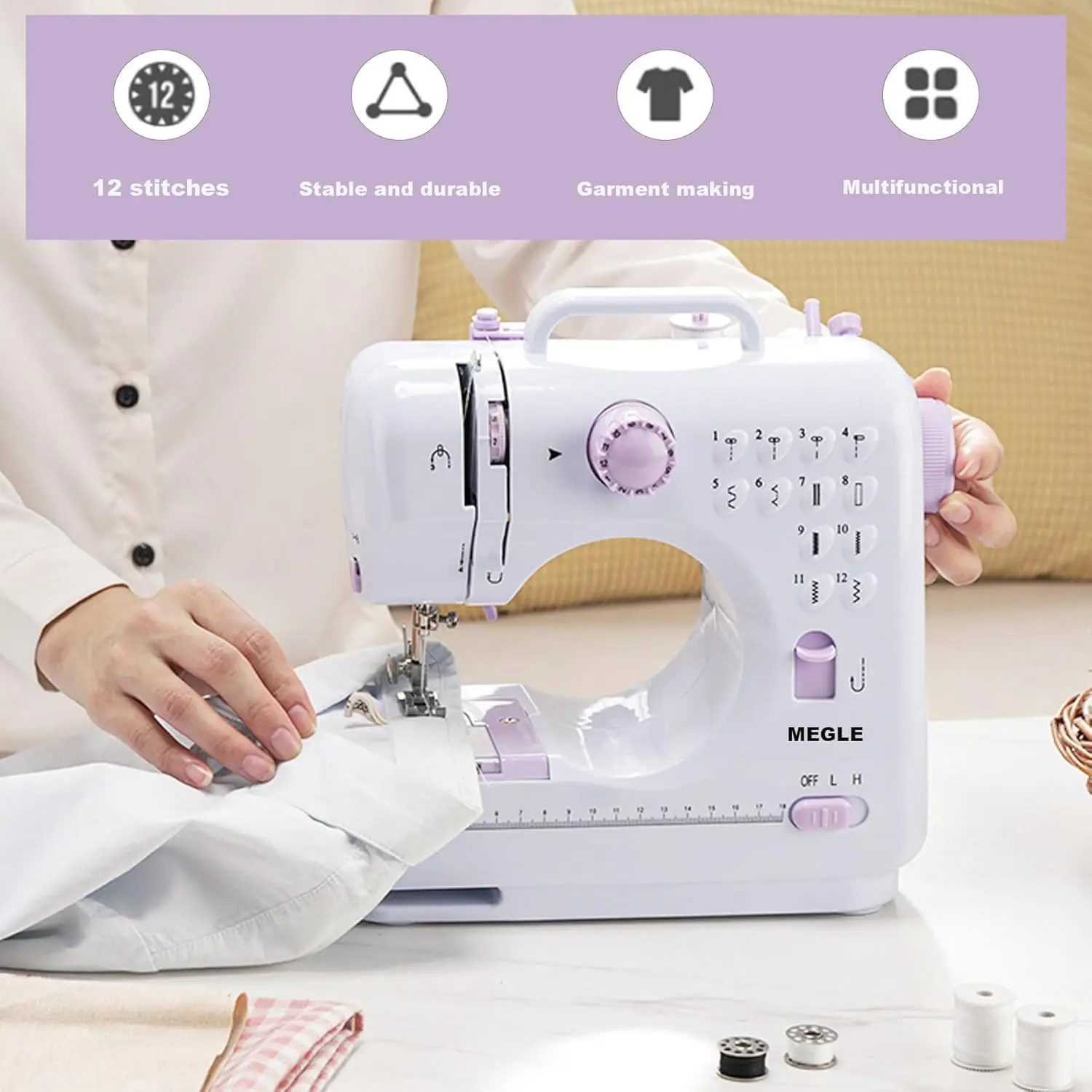 Portable electric handheld sewing machine, DIY hand sewing tool, with accessory set, accessories come in random colors