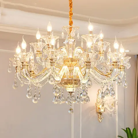 European Style Villa Duplex Living Room Candle Crystal Chandelier Fashion Hotel Lobby Lobby Project Simple Lighting Lighting