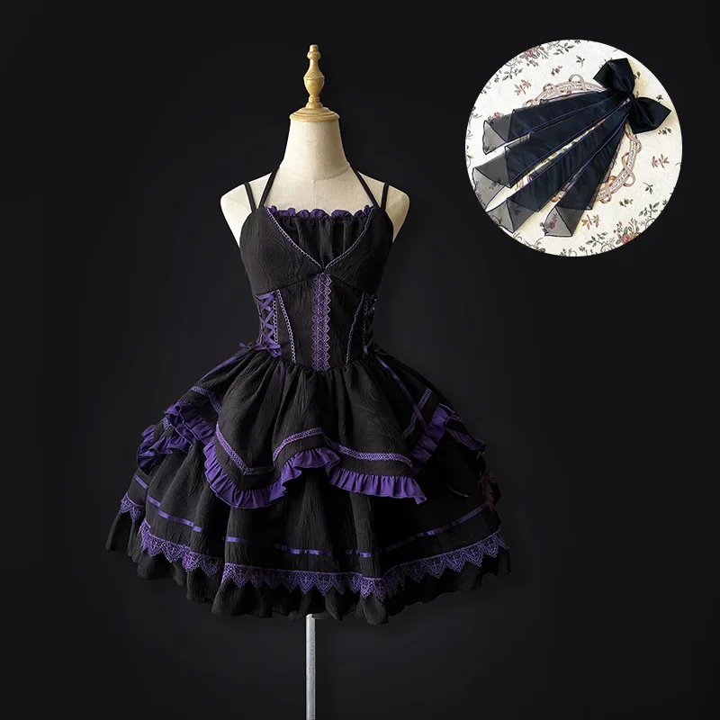 Poupée Lolita Dark Goth originale, robe Lolita élégante au bord de la Seine