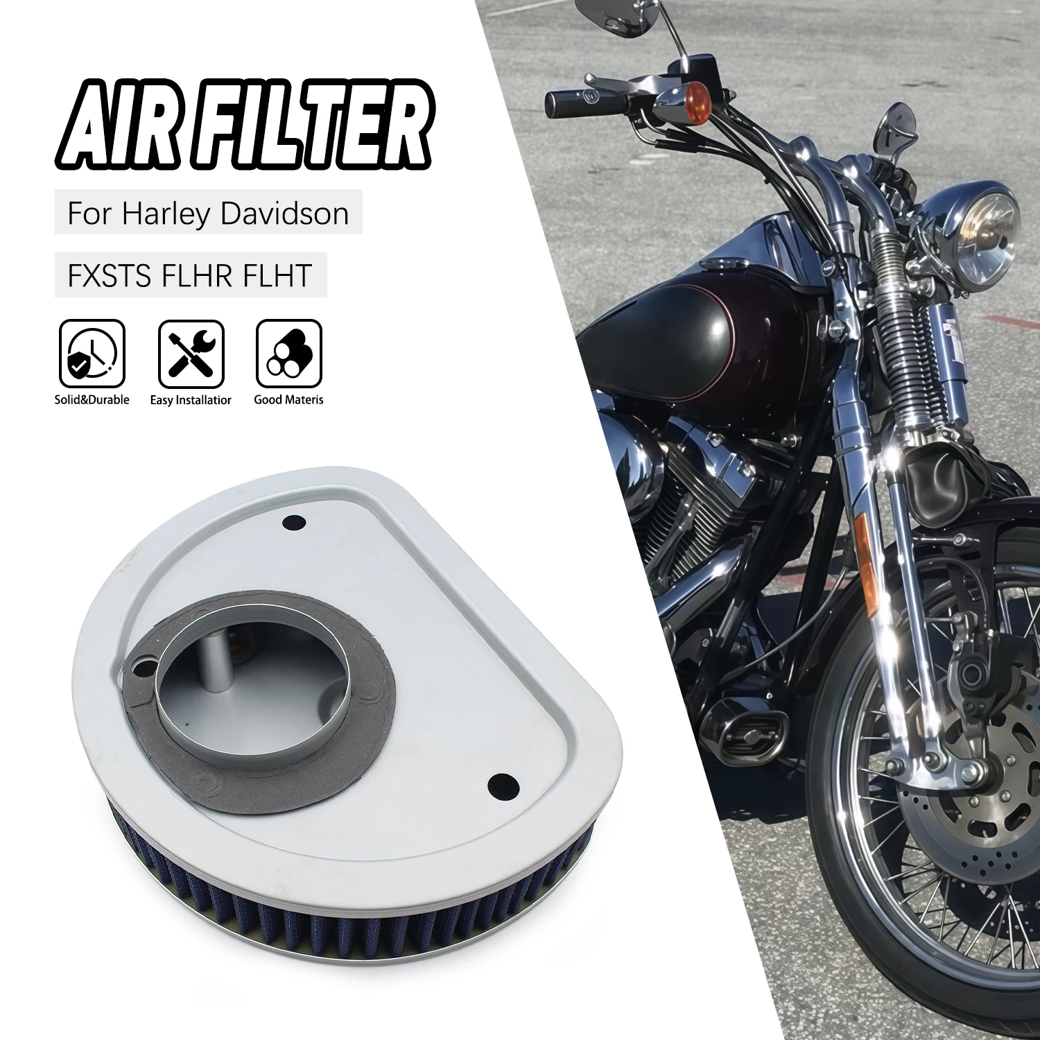 Accessories Motor Air Filter Cleaner For Harley Dyna Convertible Electra Glide Classic FLHTC Softail Road Wide FXDWG HD-1396
