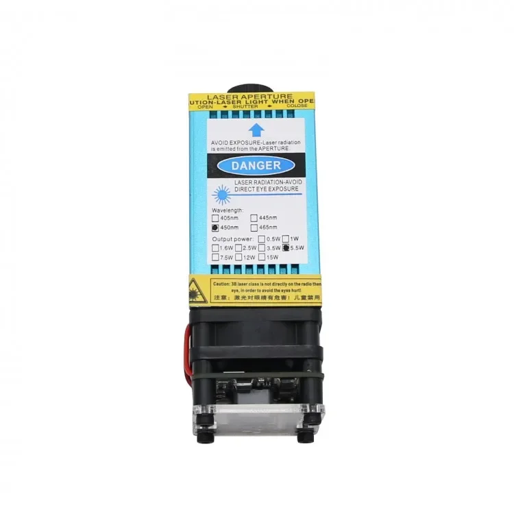 DANGER 5.5W 450nm Blue Laser Module Laser Engraving and Cutting TTL Module 5500mw for Stainless Steel 3mm Wood