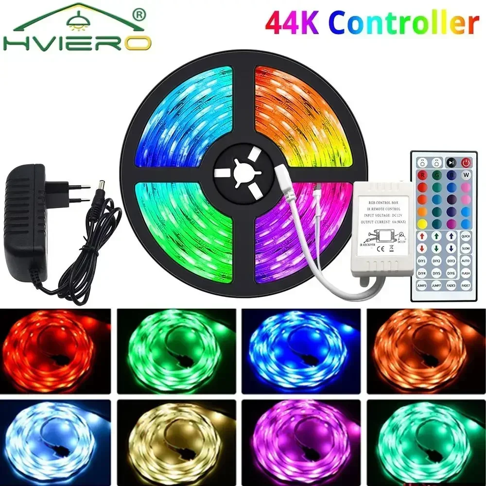 44Key Controller Adapter Set RGB 2835 270LED 5M 10M LED Strip Light Flexible Ribbon DC 12V Backlights Night Lighting Diode Tape