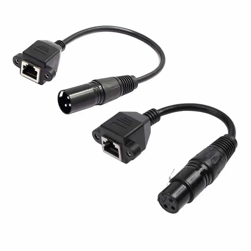 XLR3 to RJ45 Connector Network Cable Male Female 3Pin 20cm Adapter Converter Network Cable DMX521 LED Light Extension Cable