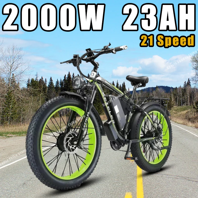 

KETELES K800 Electric Bike 2000W 48V 23AH 26*4.0 Inch Fat Tire Hydraulic disc brake Ebike 21Speed Mountain Snow Electric Bicycle