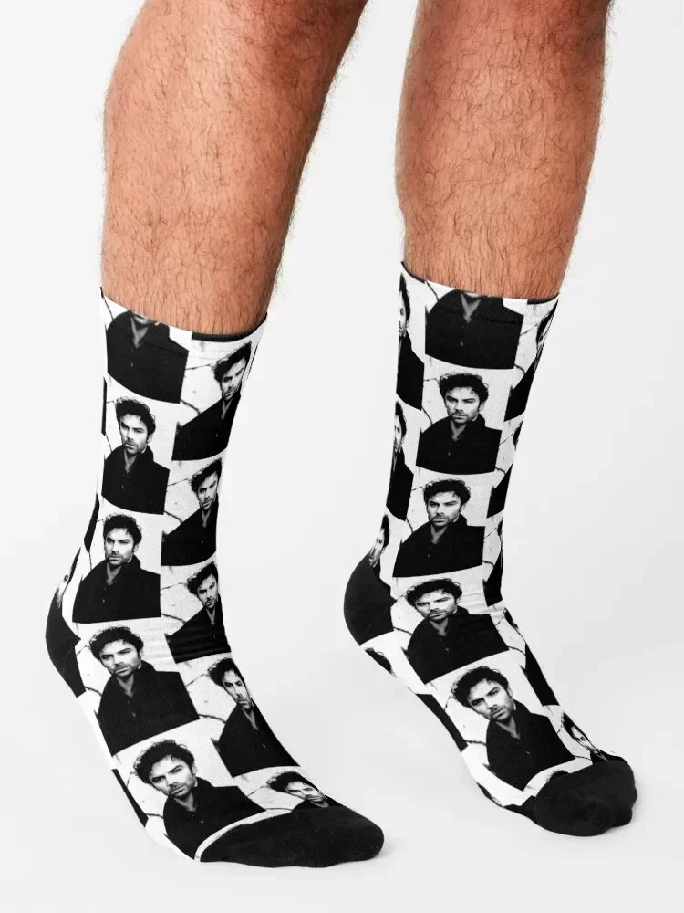 Aidan Turner Black & White Portrait (Linocut) Socks soccer anti-slip basketball custom sports Lots Woman Socks Men's