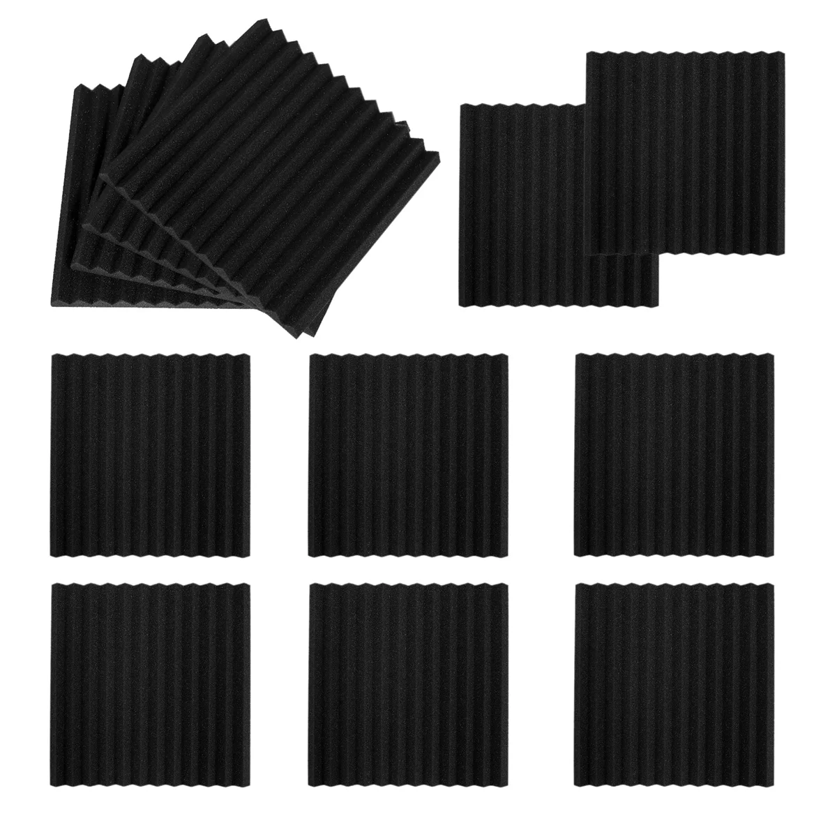 12 Pack Self-Adhesive Acoustic Panels, Sound Proof Foam Panels, High Density Soundproofing Wall Panels for Home(Black)