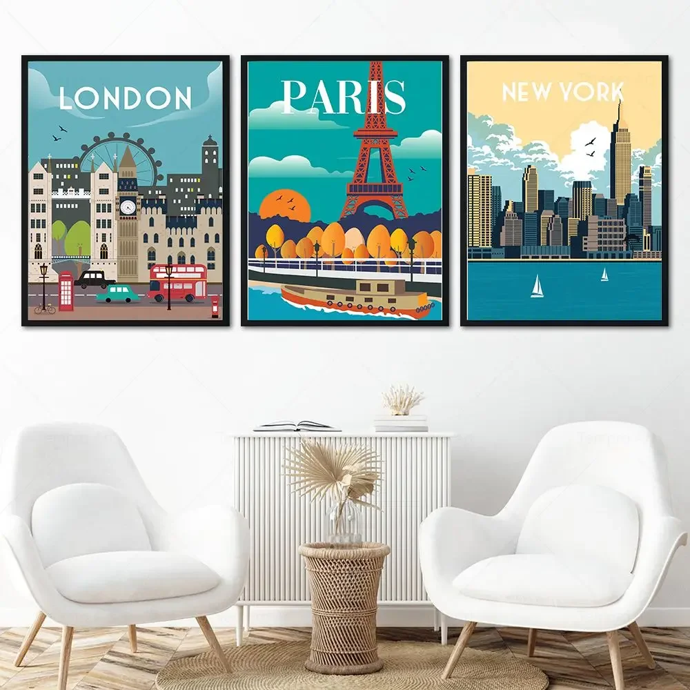 Classic Abstract Wall Art Cityscape Illustration Hawaii San Francisco HD Canvas Print Poster Home Living Room Bedroom Decoration