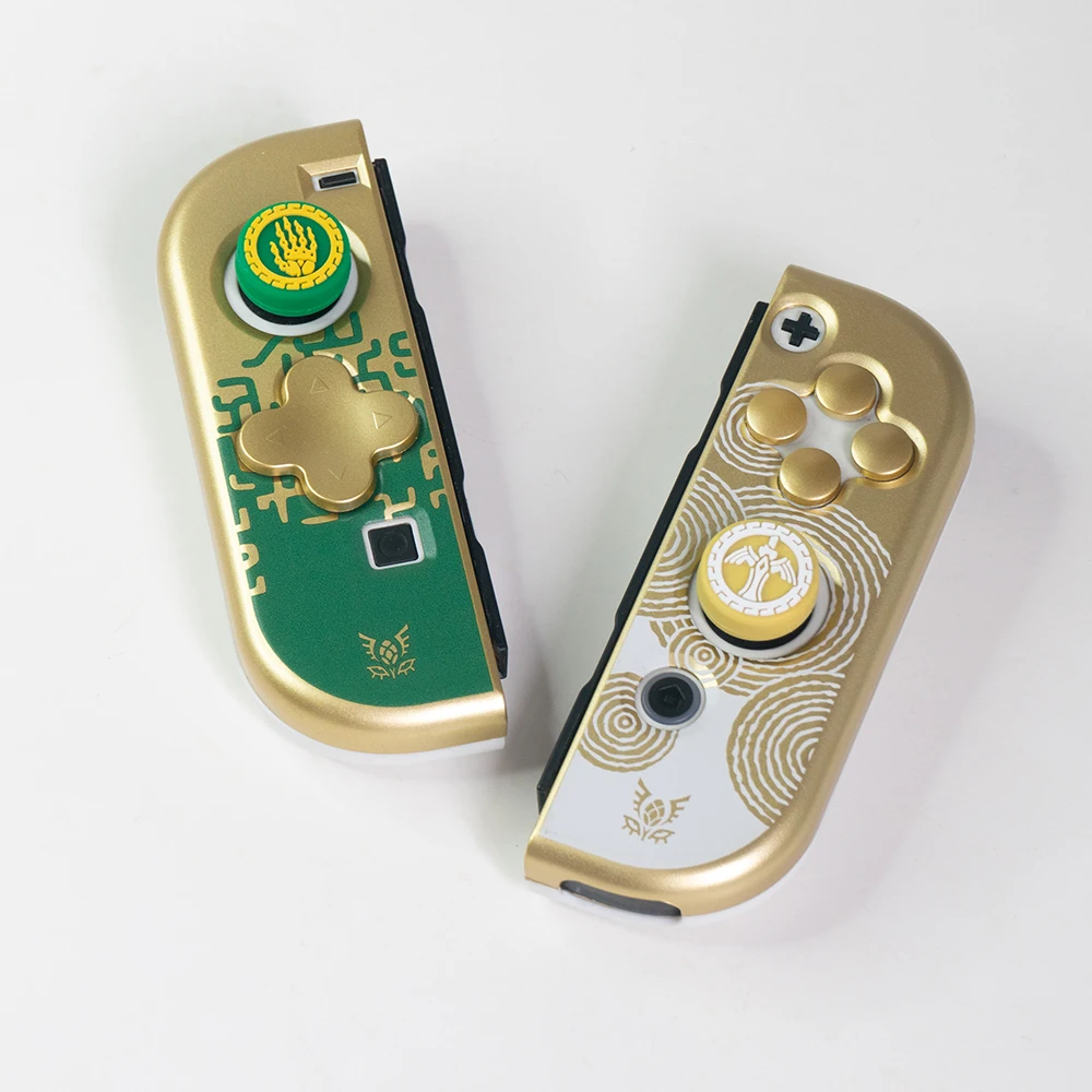 Gold D-pad Cross Button ABXY Key Sticker Joystick Thumb Stick Grip Cap Soft Cover per Nintendo Switch Oled NS Joy-con Skin Case