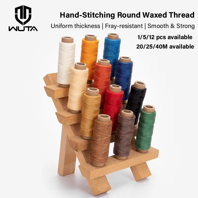 WUTA 1pc Leather Waxed Thread Round Polyester Sewing Threads Leather Craft Hand Stitching Line DIY Bracelet Repair Work Cord