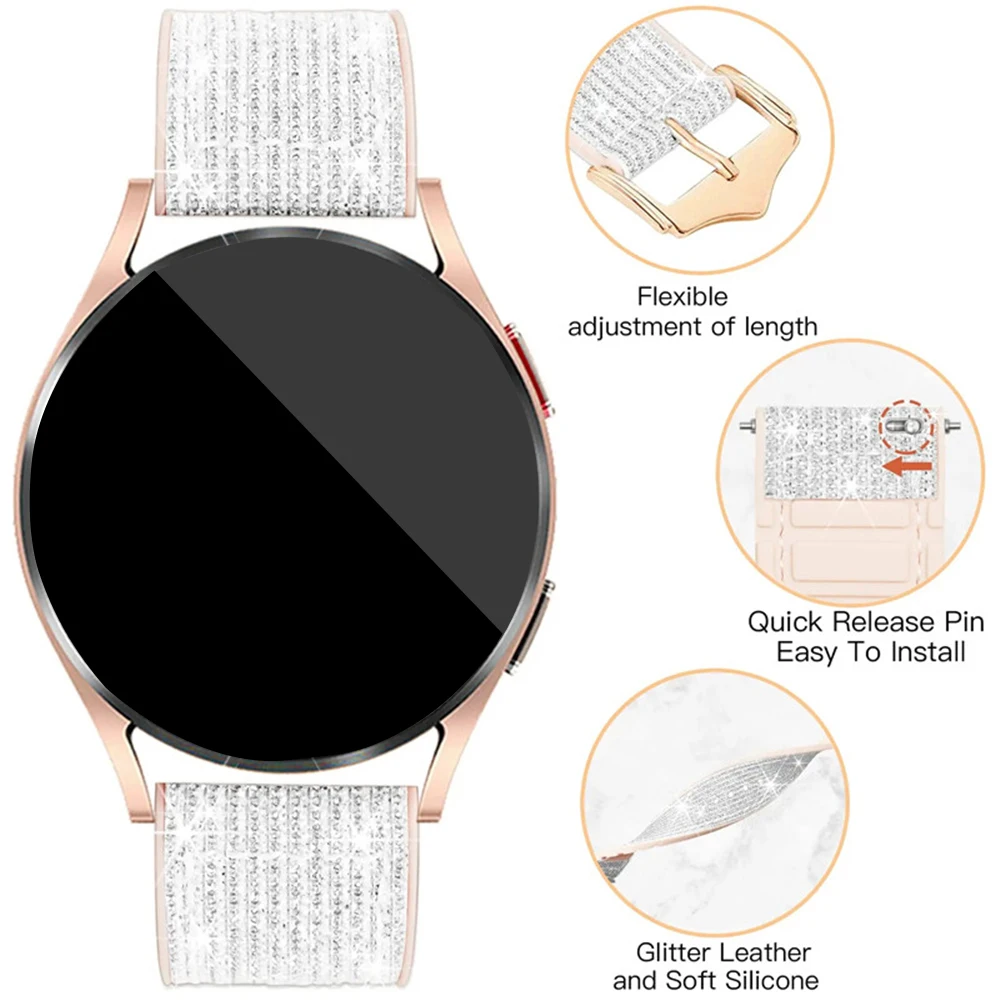 20mm bracelet for samsung galaxy watch 6/5/4/5pro/6classic/4classic band 40mm 44mm 45mm 47mm 43mm leather silicone strap band