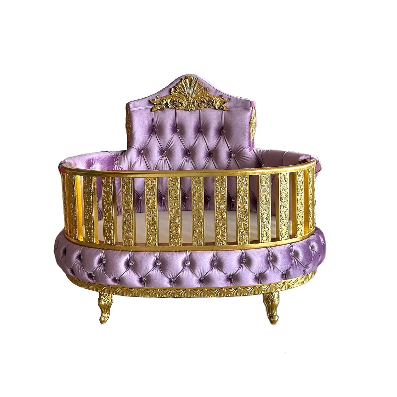 European children's solid wood bed baby crib newborn princess bed, all kinds of cribs to map