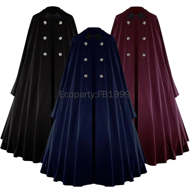 

Adult Medieval Cloak Renaissance Vintage Steampunk Hooded Long Cape Halloween Priest Poncho Wizard Cosplay Robe for Women Men