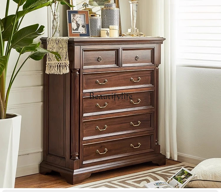 

4American luxury retro mahogany all solid wood high six chest cabinet storage chest cabinet