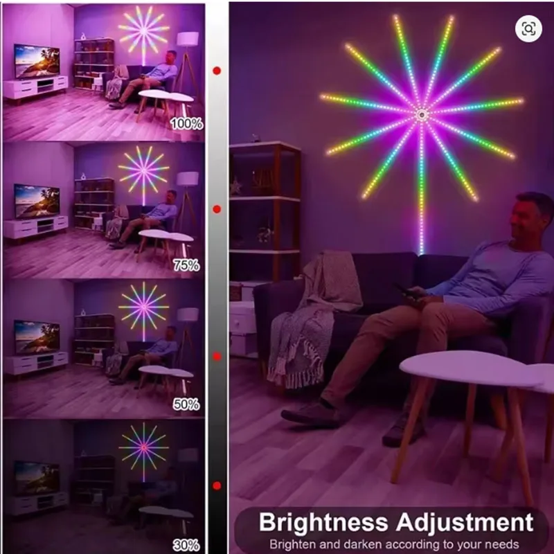 RGB Firework Strip Lights LED Bluetooth APP Control Neon Strip USB 5V Changing Smart Lamp Sync Music Bedroom Decor Dream Light