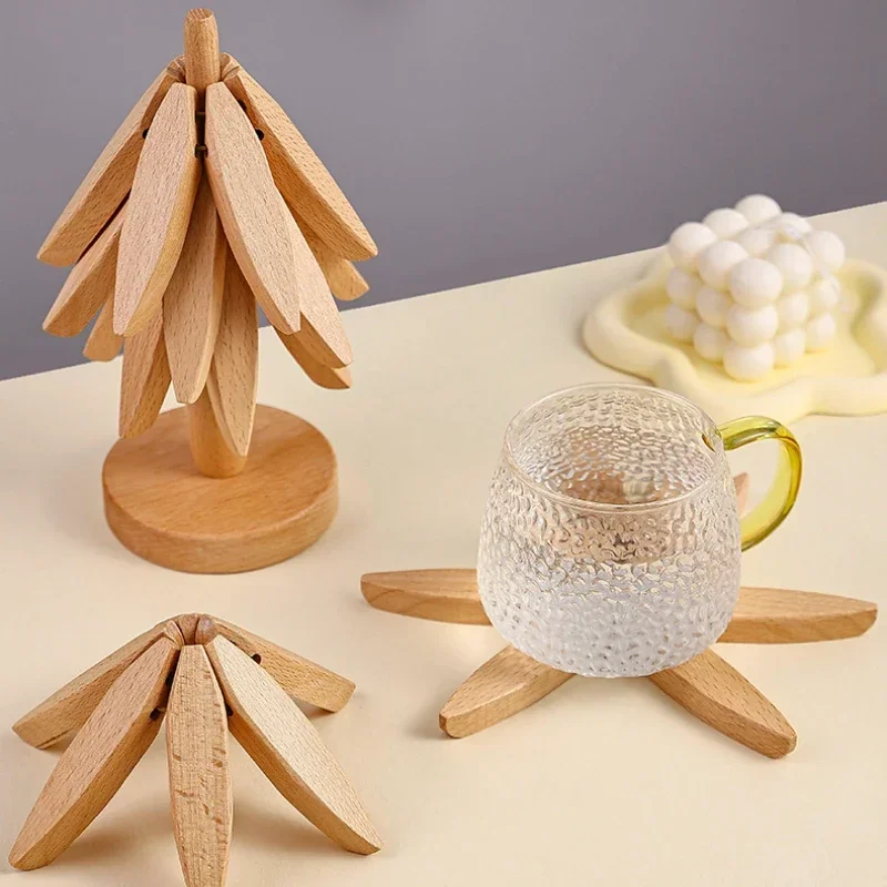 

Kitchen Wooden Coaster Trivets Tree Design Stand Anti Scald Placemat Heat Resistant Table Cup Mat Hot Pot Holder Pad Home Decor