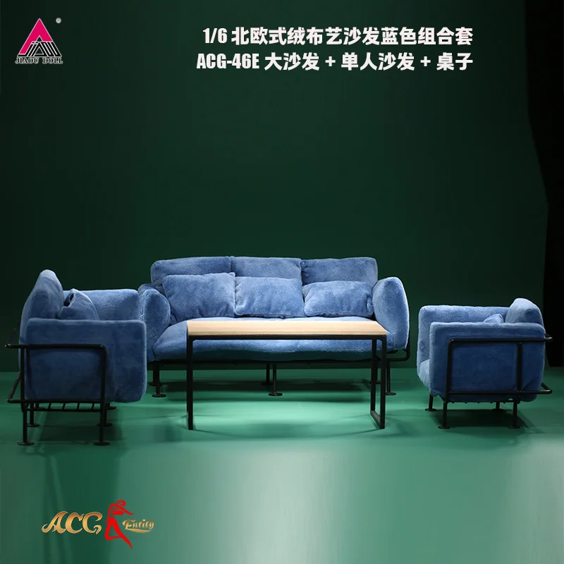 

1/6 Premium Velvet Single Double Triple Sofa Iron Table Model Fit 12'' Soldier Action Figure Dolls Toys Scene Decoration Props