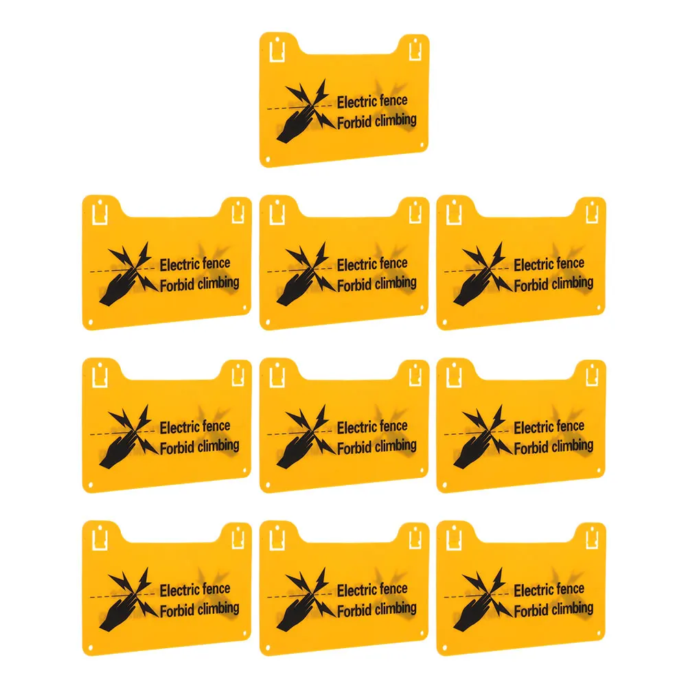 

10 Pcs Electronic Fence Warning Sign Electric Safety Board Danger Label