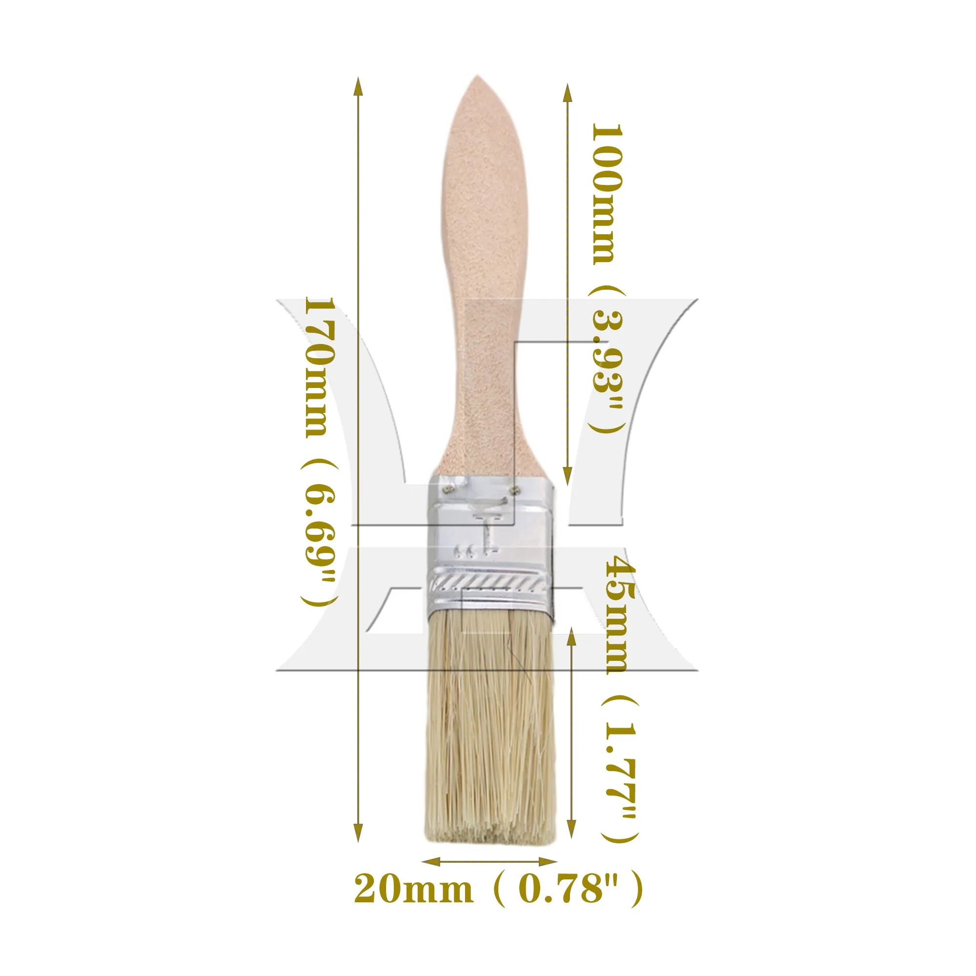 Pinceau à copeaux avec manche en bois épaissi pour cadres de fenêtre, 1 ", 5 pièces