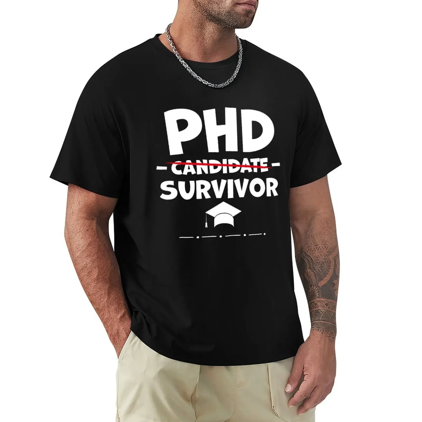 PhD Candidate Survivor - PhD Graduation T-Shirt boys animal print quick-drying plus size tops mens t shirts