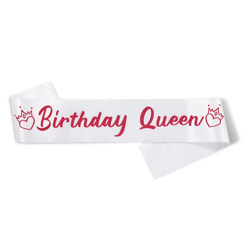 Birthday King/Queen Birthday Party Etiquette Strap Supplies One Piece For Men And Women Satin Cloth Print Ribbon