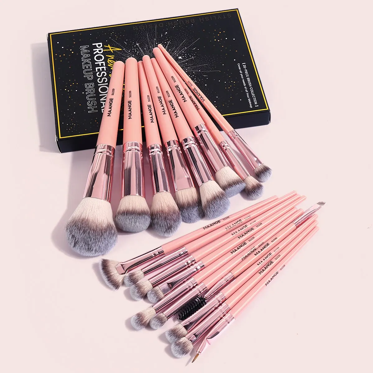 Maange 18pcs Makeup Brush Set Cosmetic Powder Eye Shadow Foundation Blush Blending Beauty Make Up Tool Brush For Women Beginner