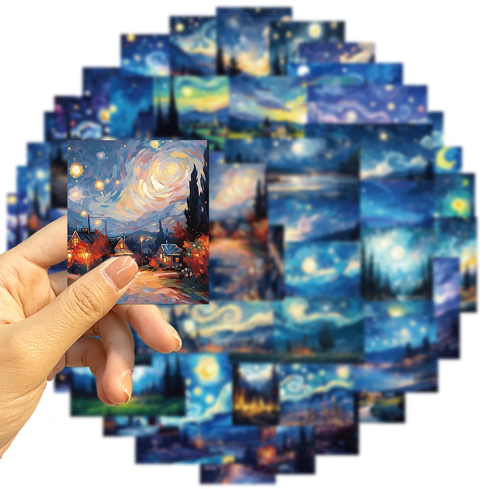 10/30/50pcs Van Gogh Oil Painting Art Graffiti Stickers Aesthetic Decals DIY Notebook Phone Bike Skateboard Suitcase Car Toys