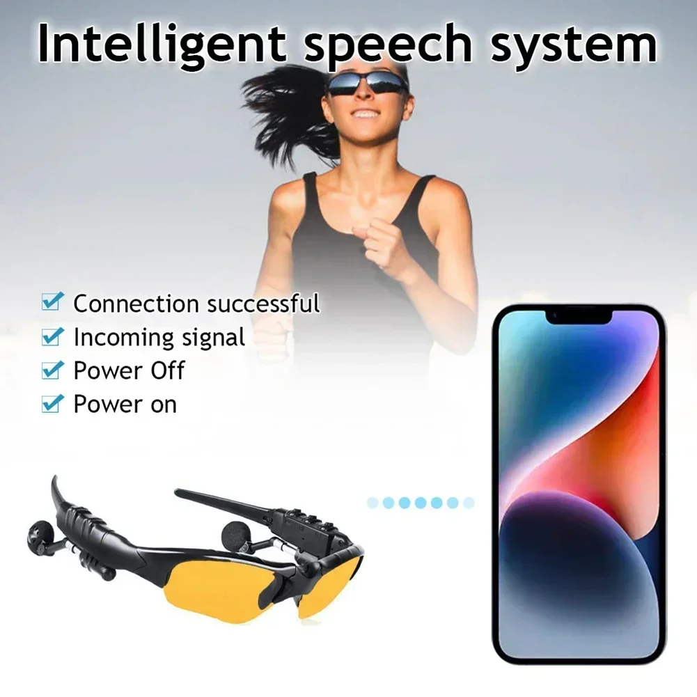 5.0 fones de ouvido estéreo sem fio com microfone óculos inteligentes óculos de sol para condução ciclismo esportes redução ruído