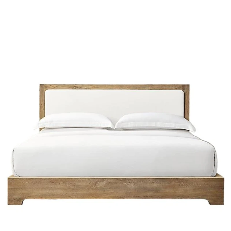 

Furniture Italian minimalist solid wood bed, Nordic modern fabric, American country retro villa big bed
