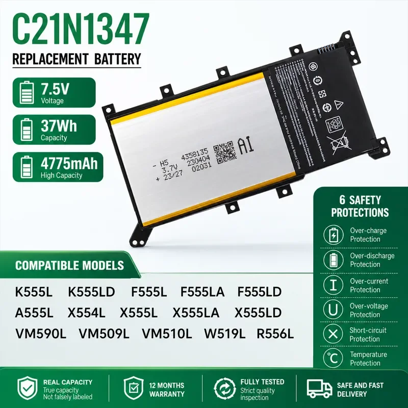Suitable for ASUS A/X555L VM510L W519L F/K555L C21N1347 R556L new battery