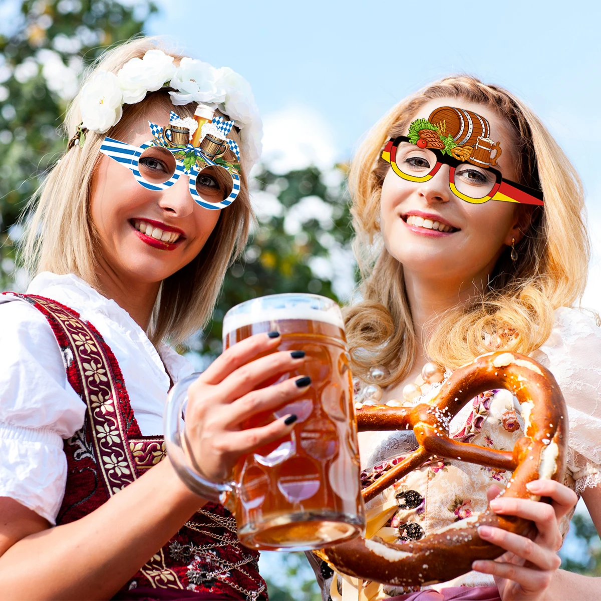 6/12pcs Oktoberfest Party Paper Glasses Funny Photo Booth Props Beer Festival October Festival Party Decorations Favors Supplies