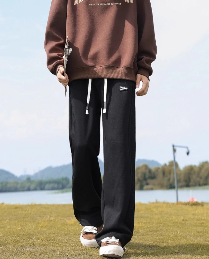 Casual pants men autumn and winter 2024 new loose vertical tube side stripes boys all sports wide-leg pants students