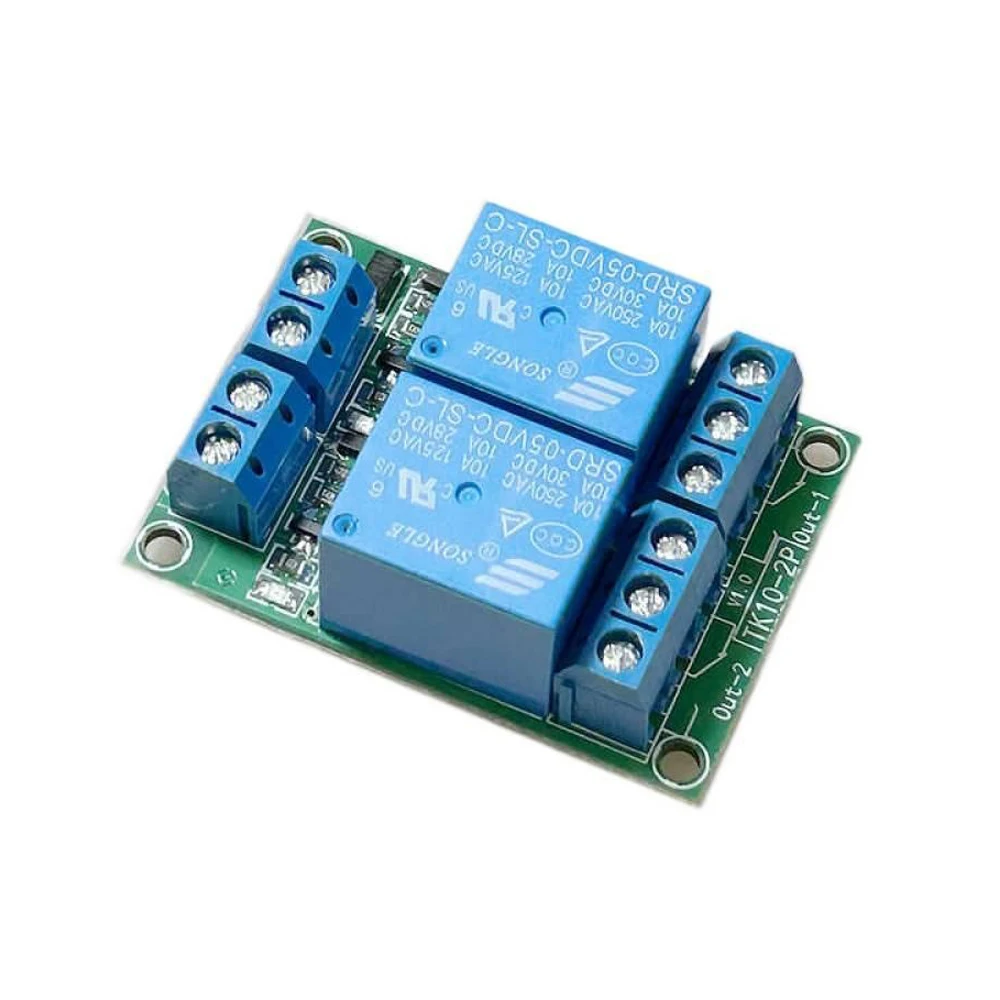 

DC5V/12V/24V 2-канальный релейный модуль, высокоуровневая эффективная плата расширения реле, 10A, релейная плата для управления промышленным оборудованием