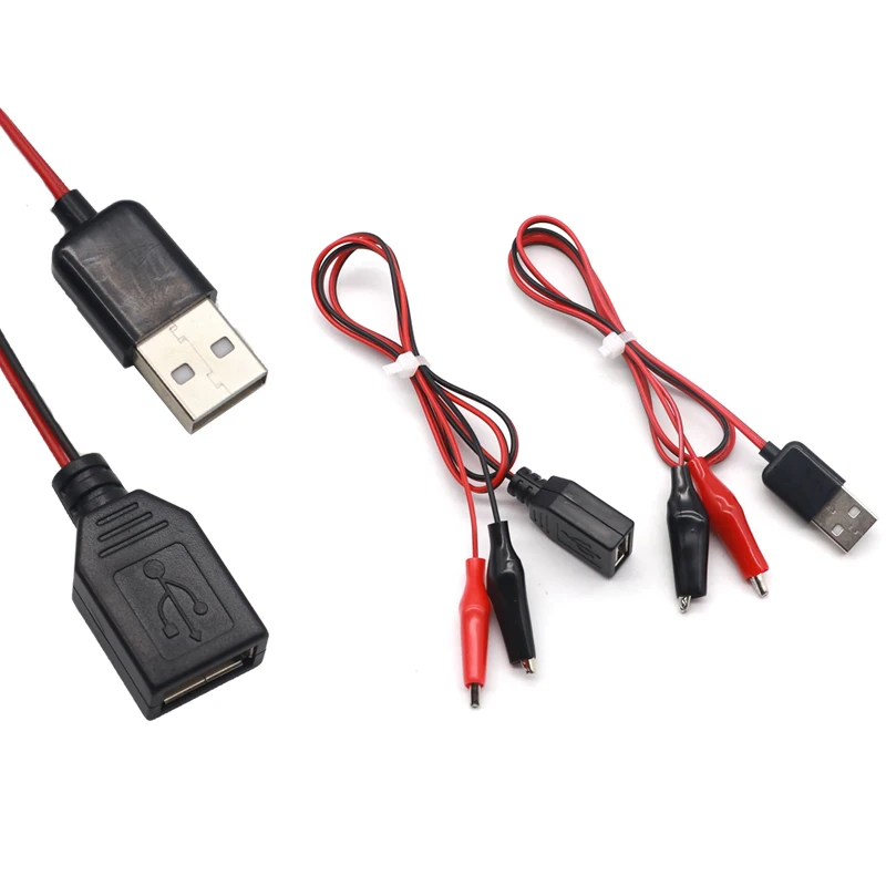 【2PCS】USB to Alligator with  Clip 5V for Multimeter Electrical Testing Electrical Cable USB Connector Alligator Clips to USB