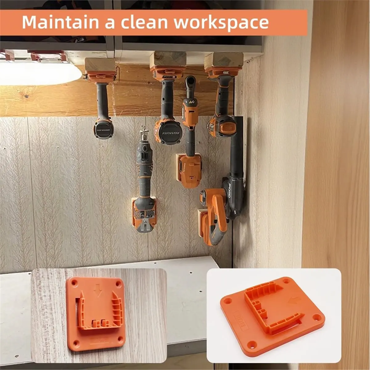8 Packs Tool Holder Drill Mount for 18V Li-Ion Tools Drill Hanger Wall Mount Tool Organizer with 32 Screws [2026 MOCC]