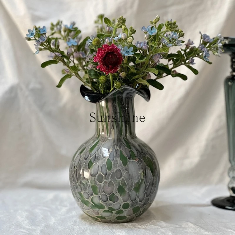 

American retro glass vase high-end home ornament dining table flower decoration