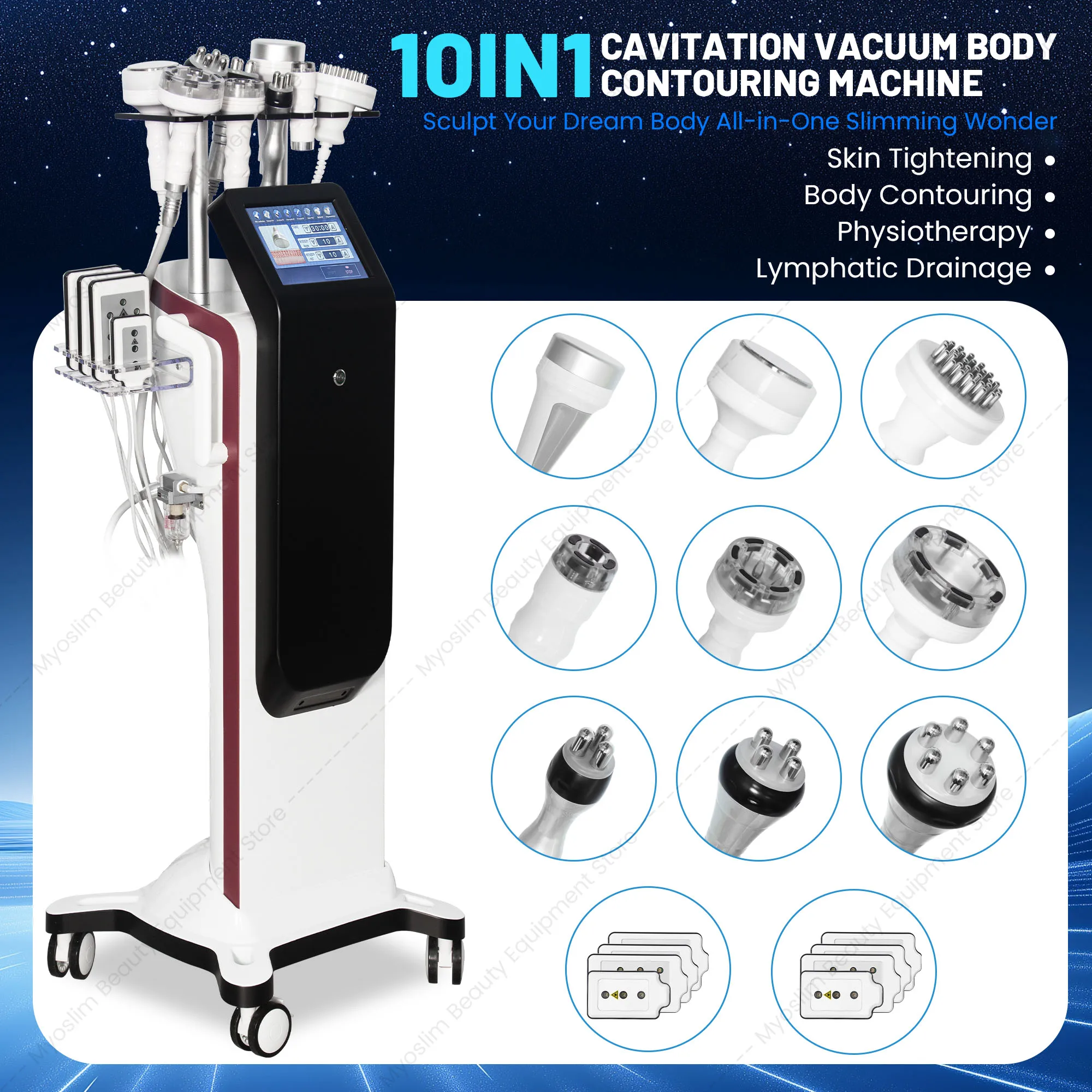 10 in 1 Vacuum RF Body Shaping Machine for Face Lifting Skin Tightening Wrinkle Removal and Full Body Contouring Professional