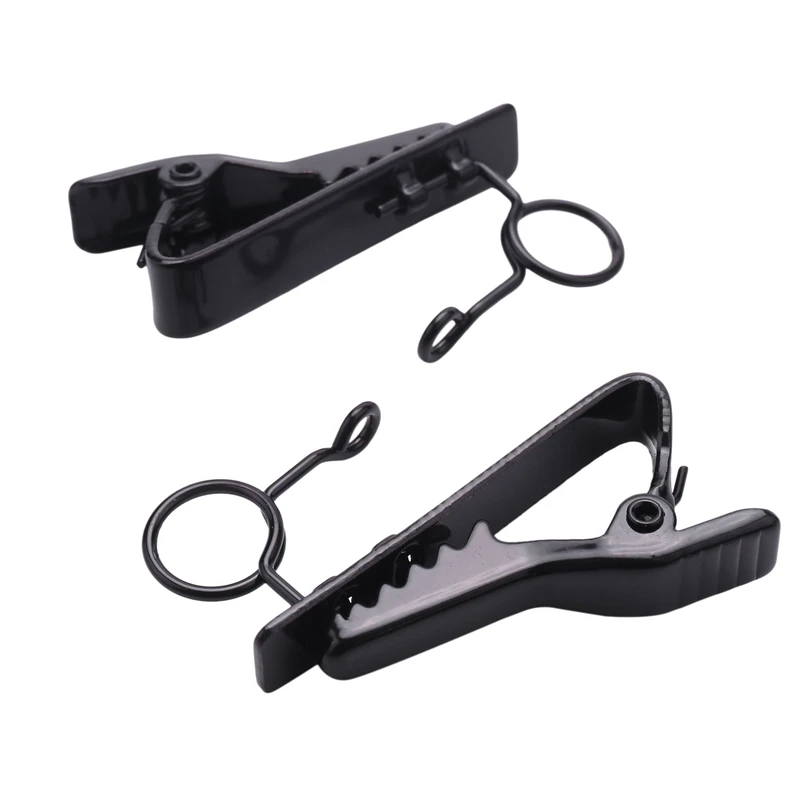 10 Pcs Ring Mini 7.5 Mm Microphone Clip Holder Tie Clip Collar Clip Practical (Black)