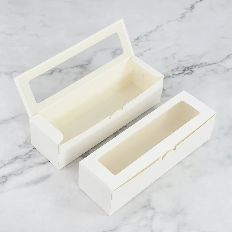 White Paper Chocolate Macaron Boxes With Window